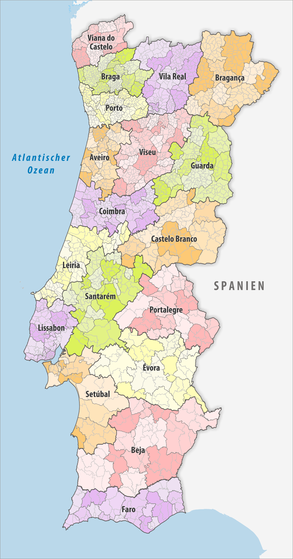 Distrikte, Kreise und Gemeinden von Portugal