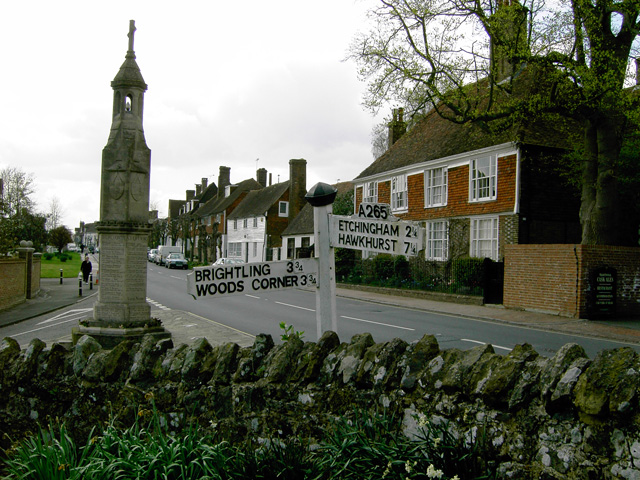 File:War memorial and sign post, Burwash - geograph.org.uk - 798173.jpg