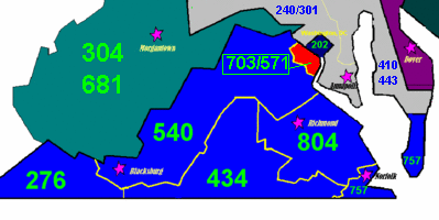 códigos de área 571 y 703