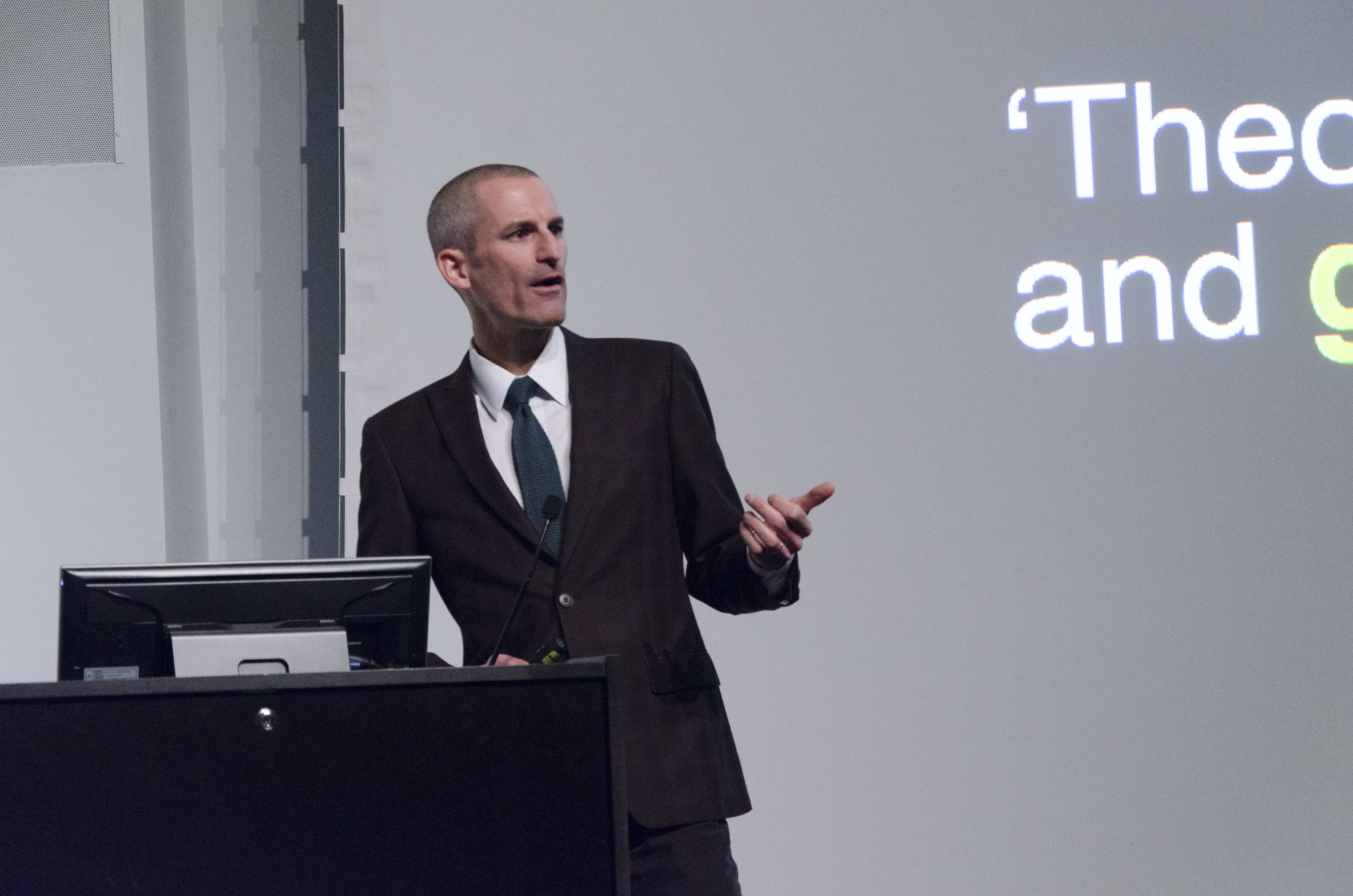 Brenner lecturing at [[Columbia Graduate School of Architecture, Planning and Preservation|Columbia GSAPP]], 2015
