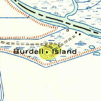 Burdell Island on a 1954 USGS topographic map.