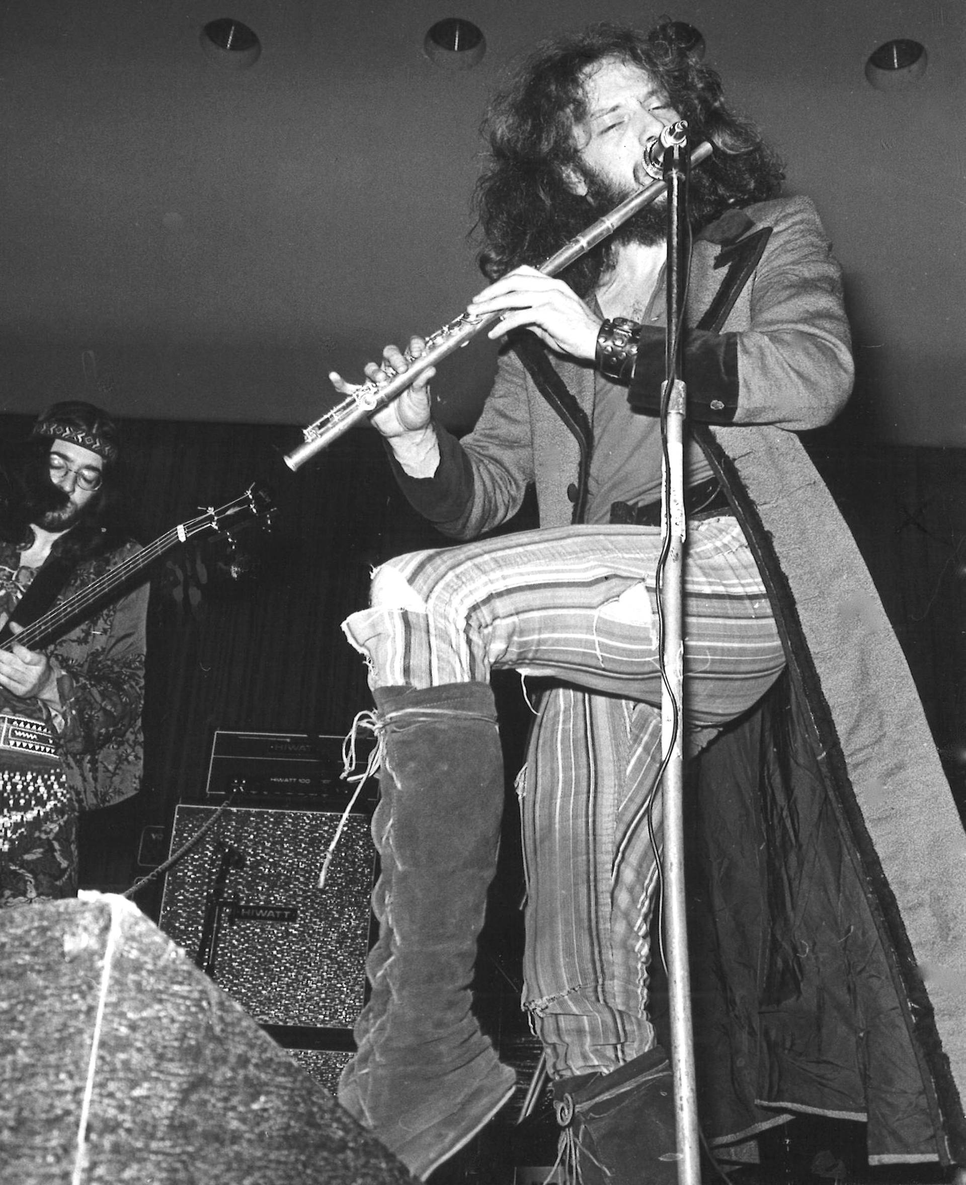 Ian Anderson of Jethro Tull on stage, 1970. Photo by Michael