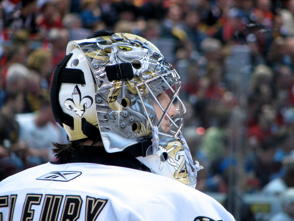 MARC-ANDRE FLEURY 11'12 PITTSBURGH PENGUINS PHOTOMATCHED GAME WORN MASK