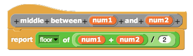 The helper block used in a binary search to find the middle index between the first and last index given as input.