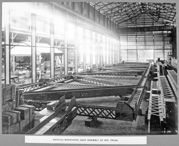 File:Queensland State Archives 3692 Rocklea workshops shop assembly of 187ft truss Brisbane 1 September 1936.png