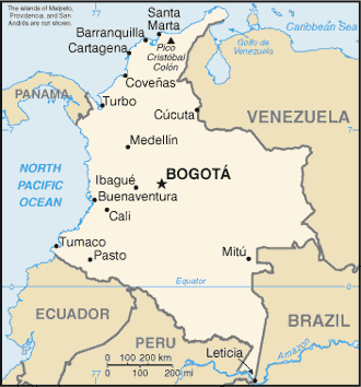 Mapa Kolumbii