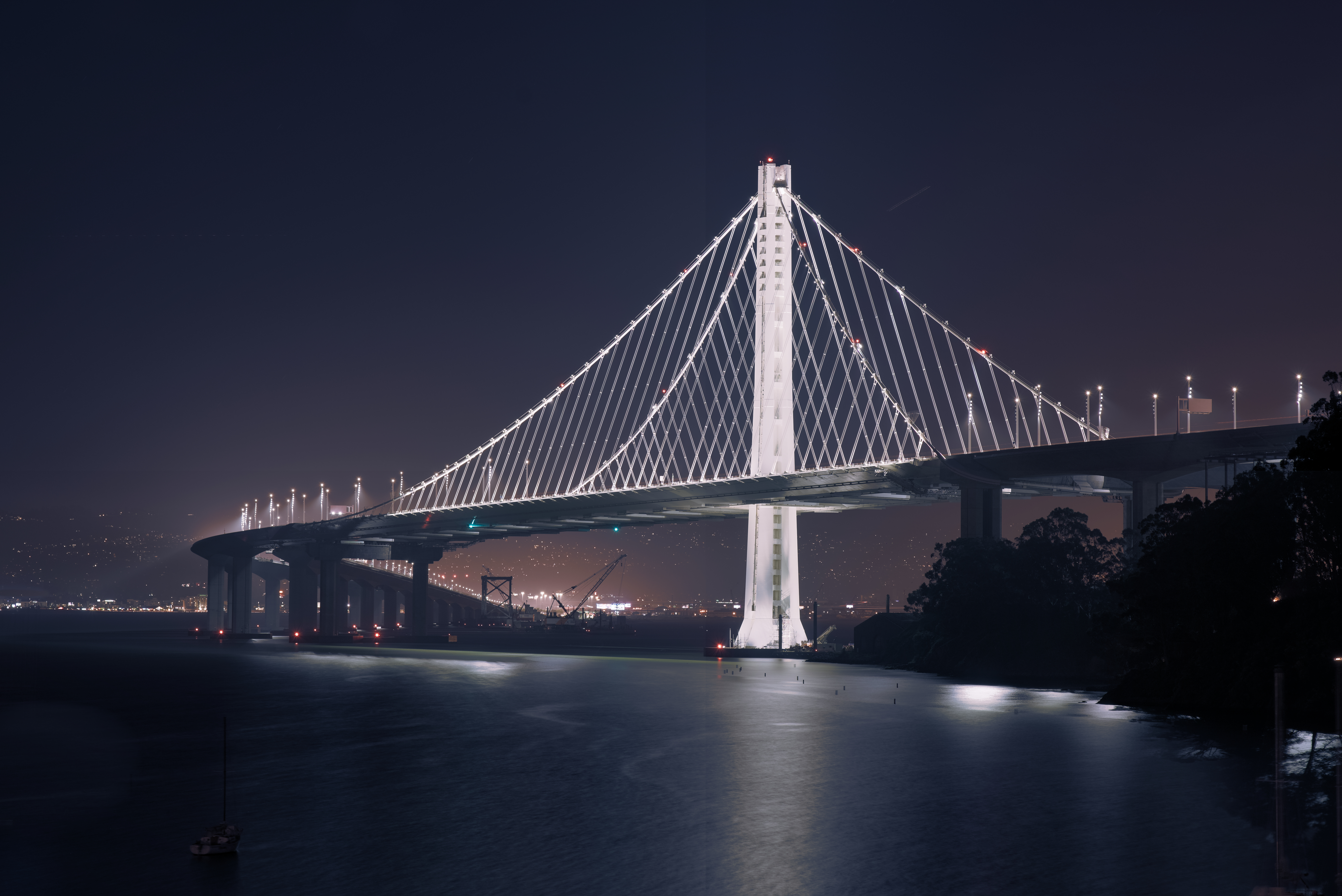 File Eastern Span Of The San Francisco Oakland Bay Bridge At Night Seen From Yerba Buena Island Jpg Wikimedia Commons