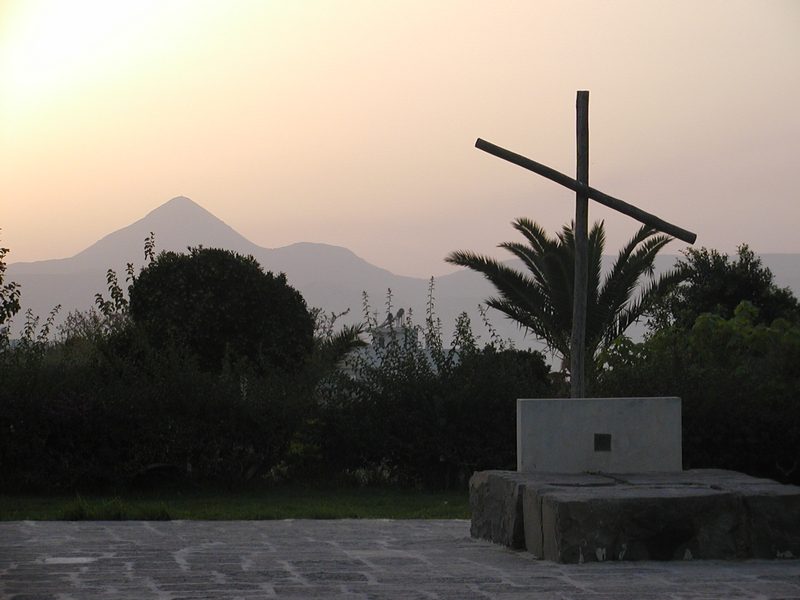 Sight over Kazantzakis Grave to the west at sunset time Date: Sept. 2003 Made by Frente