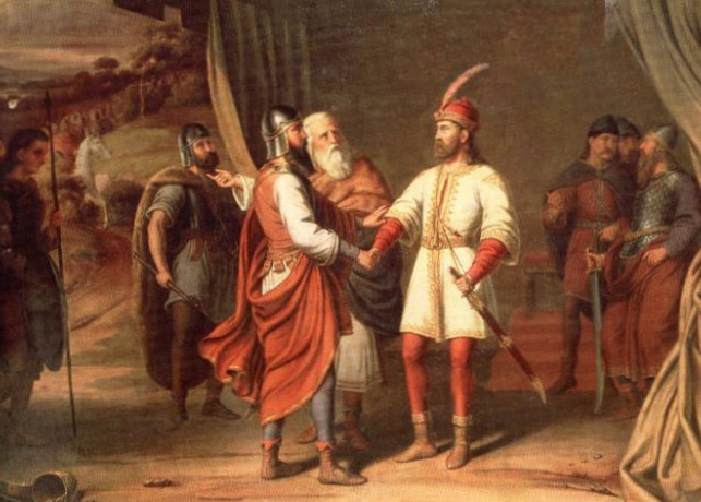 Duke Ljudevit allying himself with the Slavs