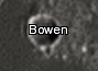 English: Bowen lunar crater as seen from Earth with satellite craters labeled