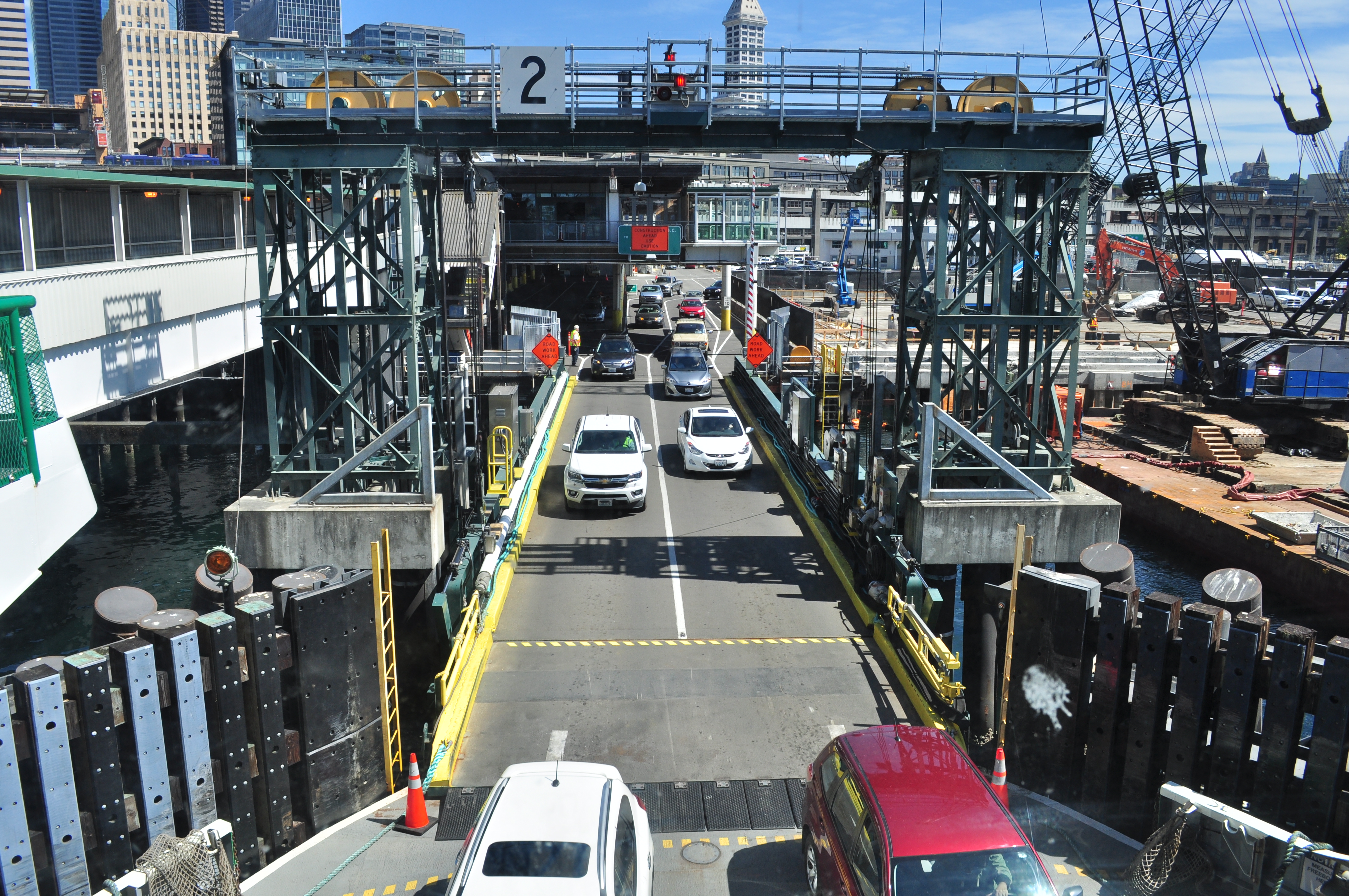 Car loading. Vehicles being loaded on car Ferry.