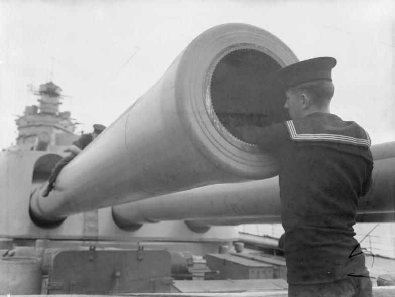 File:Cleaning 16 inch gun on HMS Rodney Sep 1940 IWM A 1137.jpg