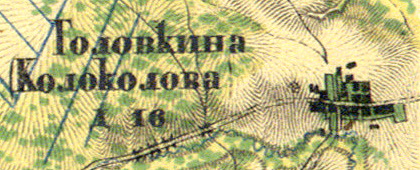 Деревня Головкино на карте 1860 года