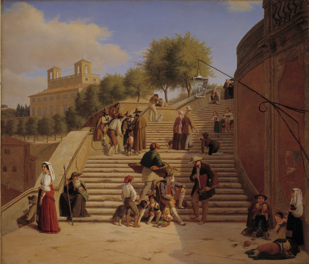 Julius Friedlænder - The Upper Flights of the Spanish Steps in Rome - KMS532 - Statens Museum for Kunst.jpg