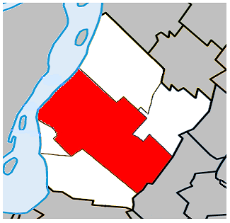 Location of the city of Longueuil within the Urban Agglomeration of Longueuil.