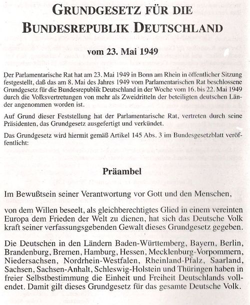 Preambule van de Duitse Grondwet
