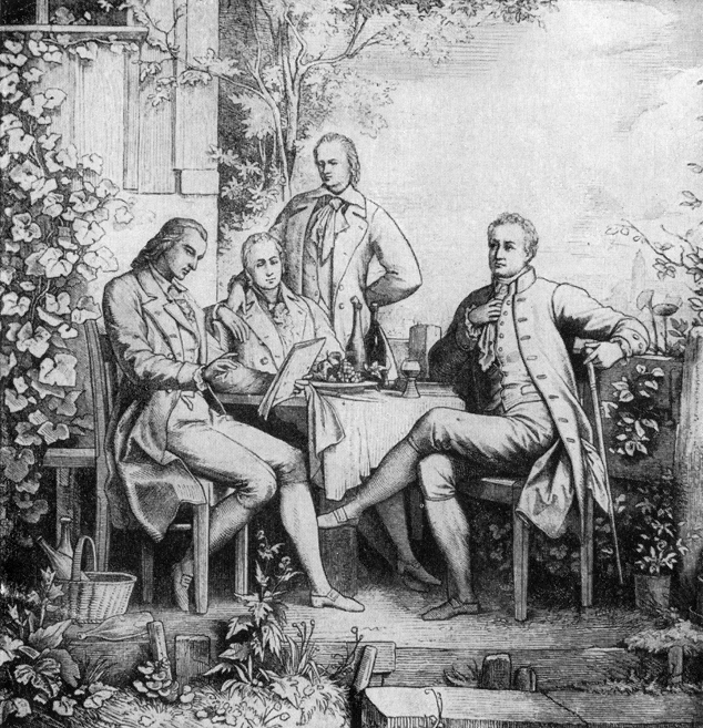 Schiller, Wilhelm et Alexander von Humboldt et Goethe à [[Iéna