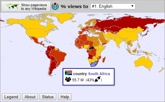 same as above, as shown on small screen, plus infobox for South Africa