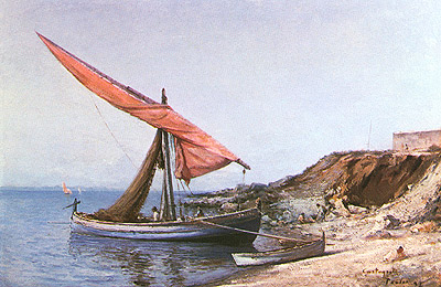 Barca a vela ancorata nella rada di Tolone, 1892
