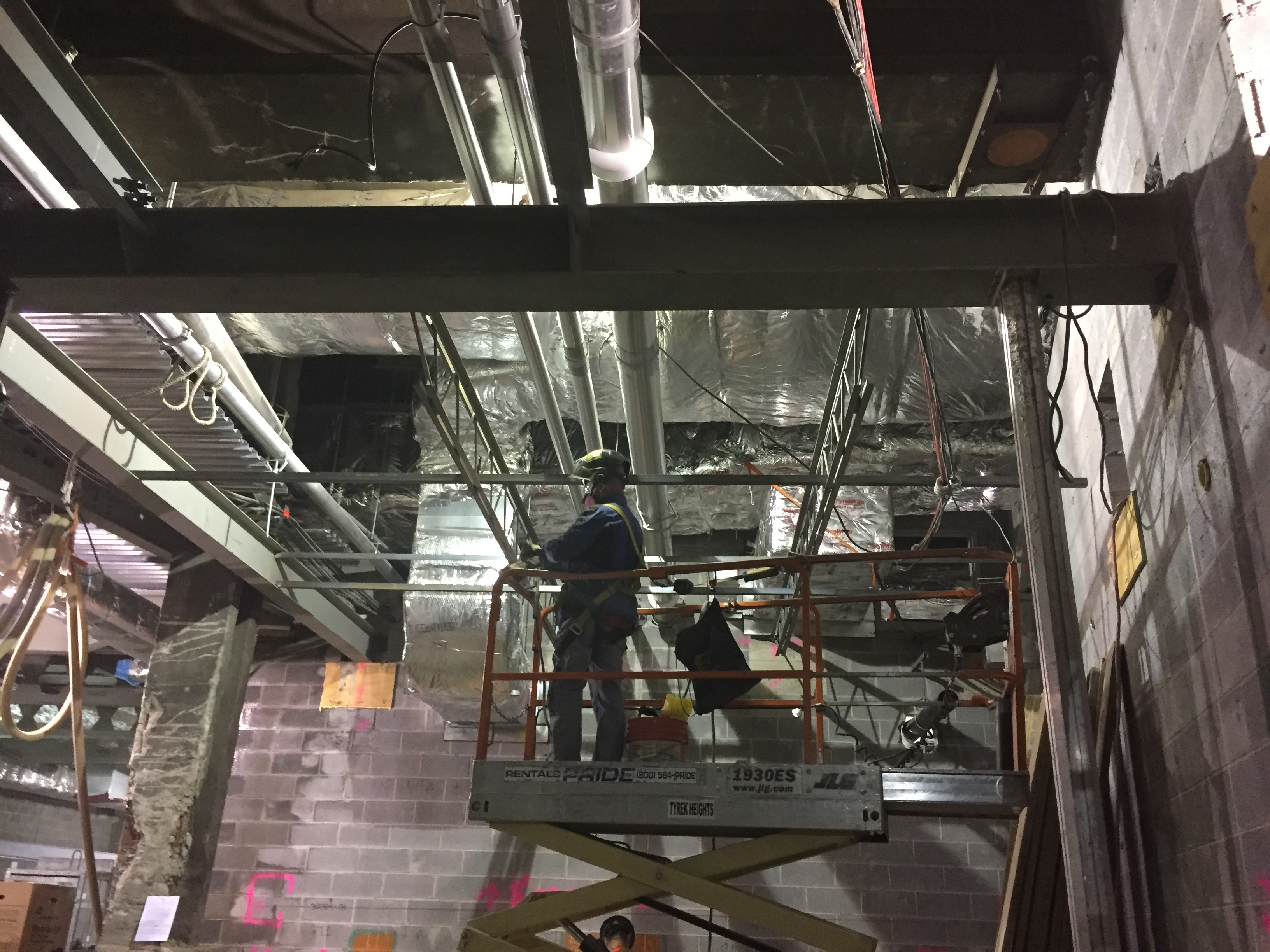 Ceiling support installed in a retail area of the future LIRR passenger concourse. (CM014B, 01-03-2019) (31660458667)