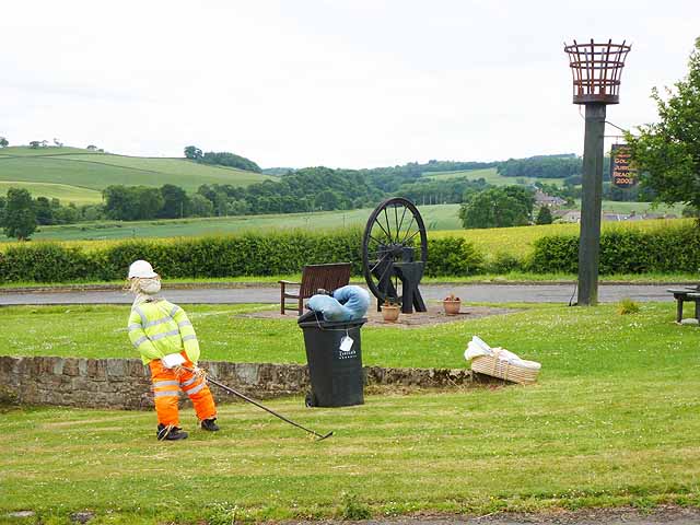 File:Council worker by the Golden Jubilee Beacon, Fourstones - geograph.org.uk - 3536568.jpg