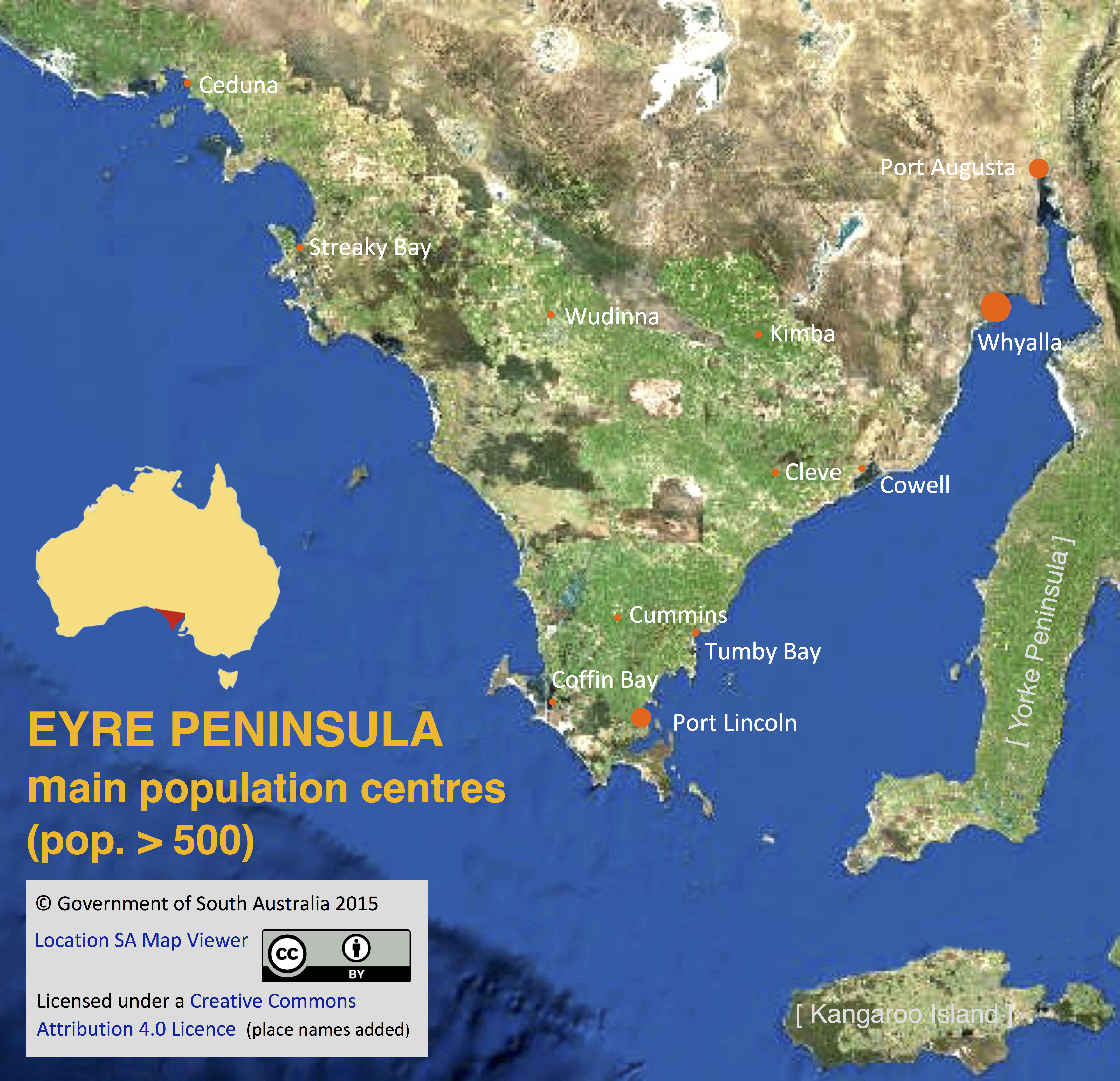 File:map Of Eyre Peninsula, South Australia, Showing Places With A Population Of More Than 500.Jpg - Wikimedia Commons