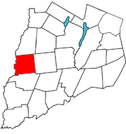 Otsego County map with the Town of Pittsfield in Red