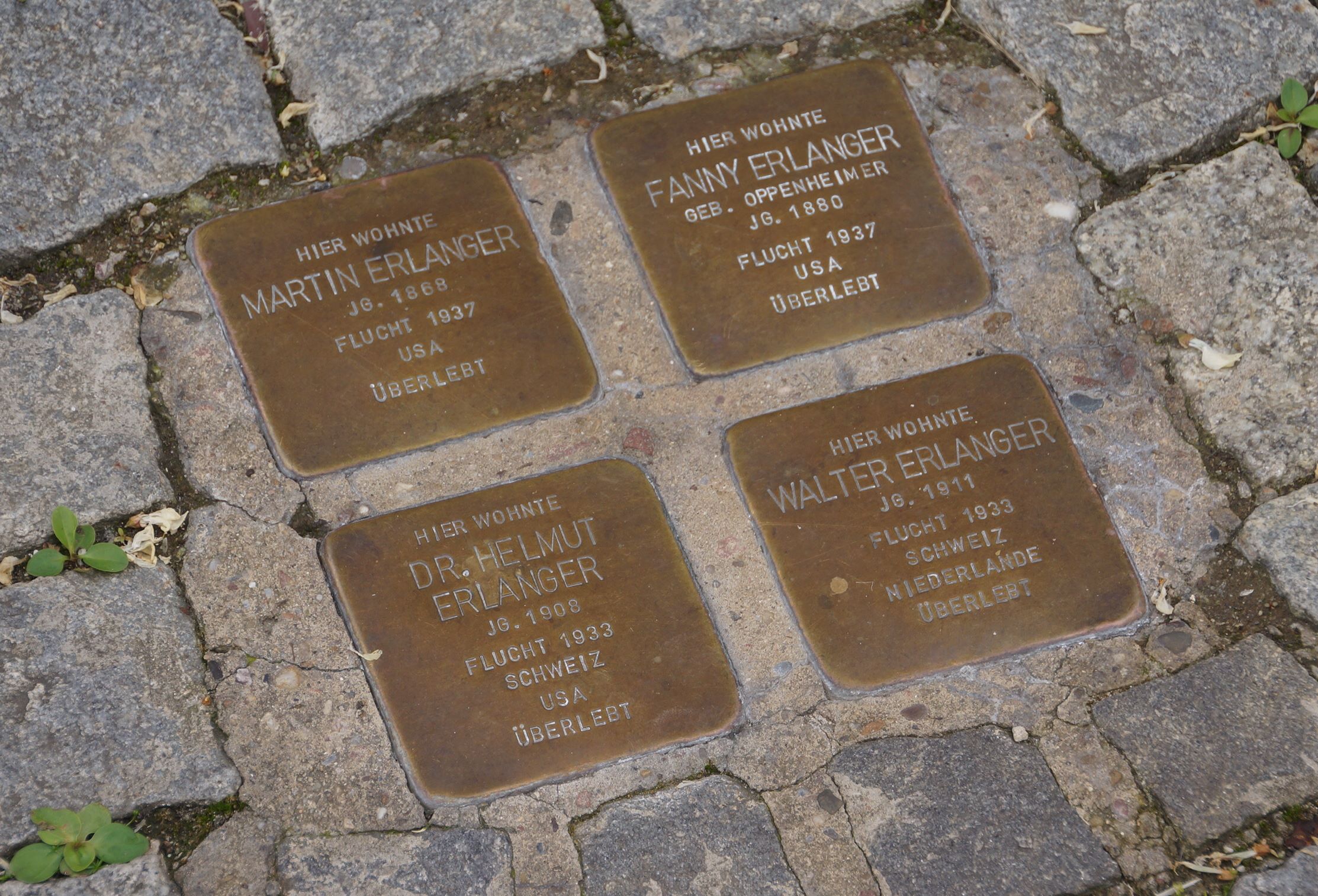 Stolpersteine in der Tübinger Fürststraße 7: Familie Erlanger