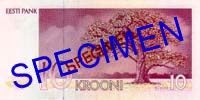 Estonya on kronluk banknotun arka yüzü