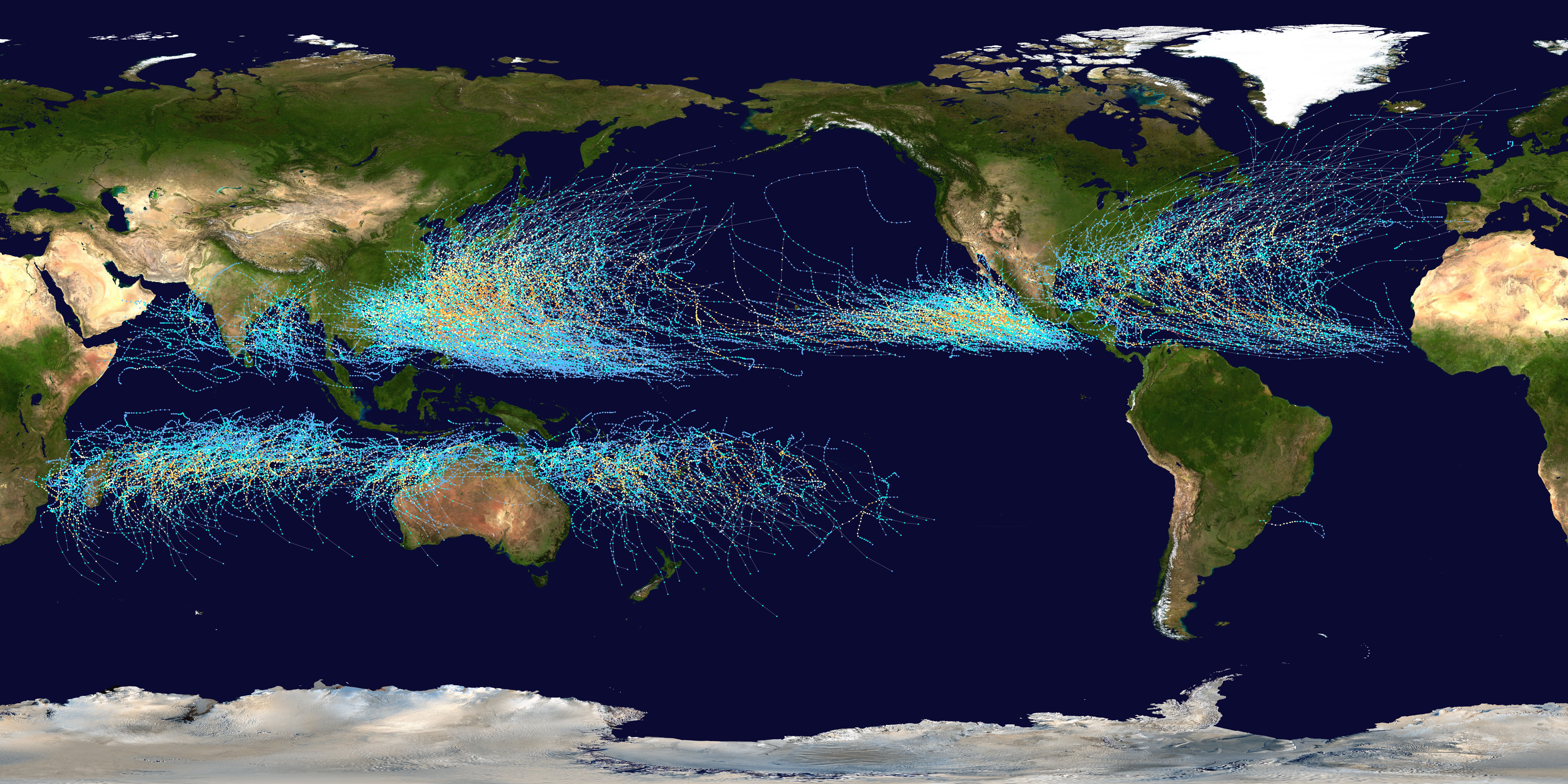 What are the three stages of a tropical cyclone?