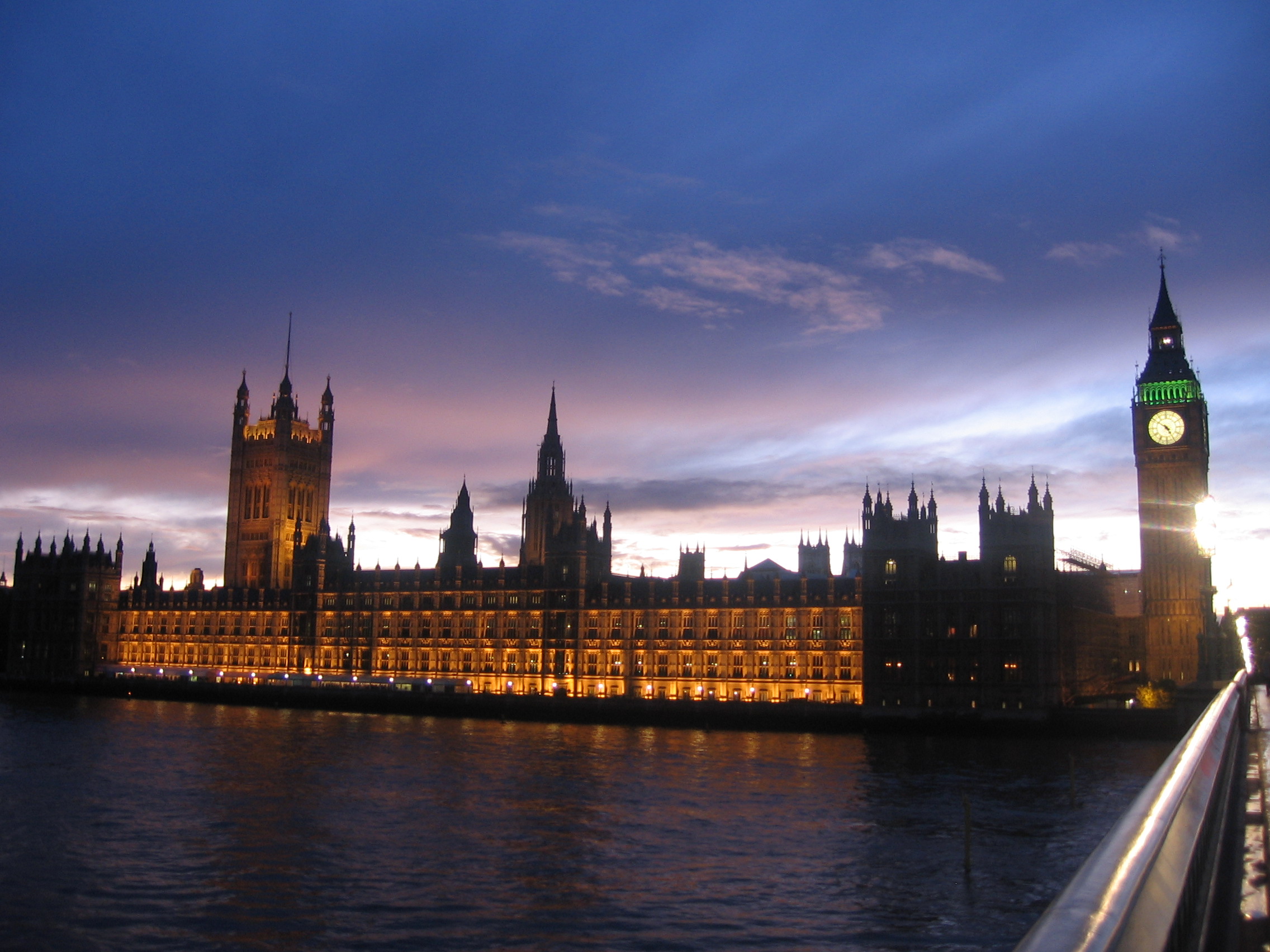 Houses of Parliament at sunset.