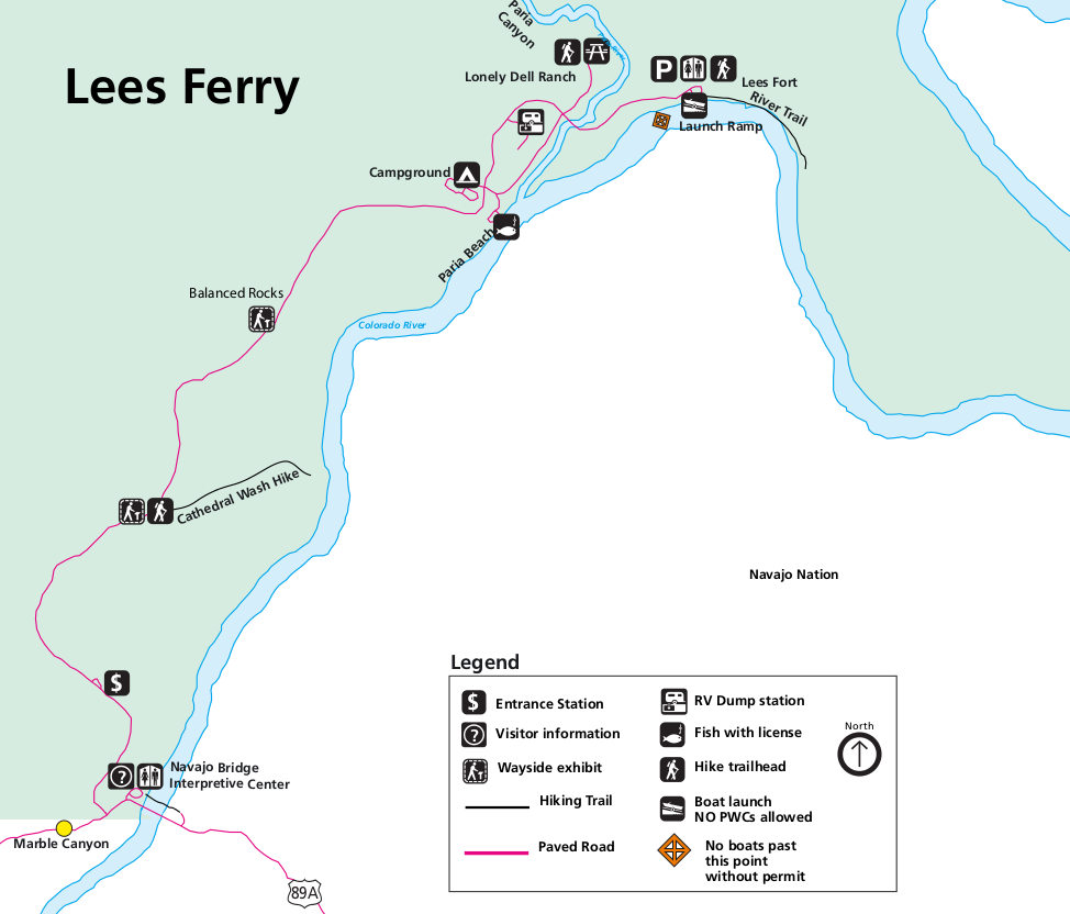 Lees Ferry Fishing Map Az Camp Guide | Lees Ferry Campground