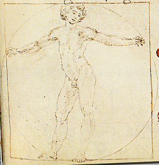 One of Francesco di Giorgio Martini's three attempts at creating the ideal 'Vitruvian Man