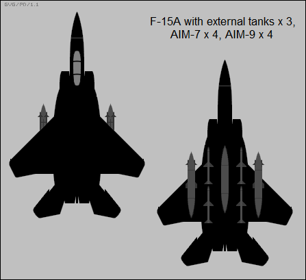 File:McDonnell Douglas F-15A Eagle two-view silhouette showing external stores.png
