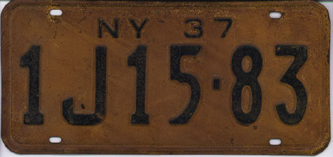 File:New York 1937 license plate - Number 1J15-83.jpg