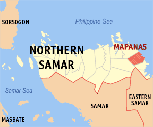 Mapa san Northern Samar nga nagpapakita kon hain an Mapanas