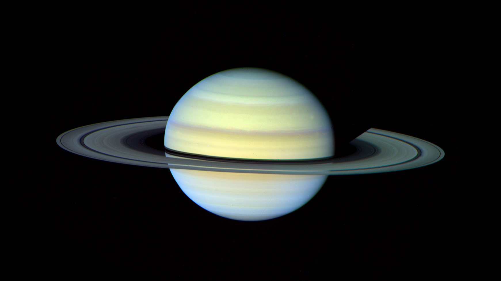 Saturn, photographed by Voyager as it approached the planet in October, 1980