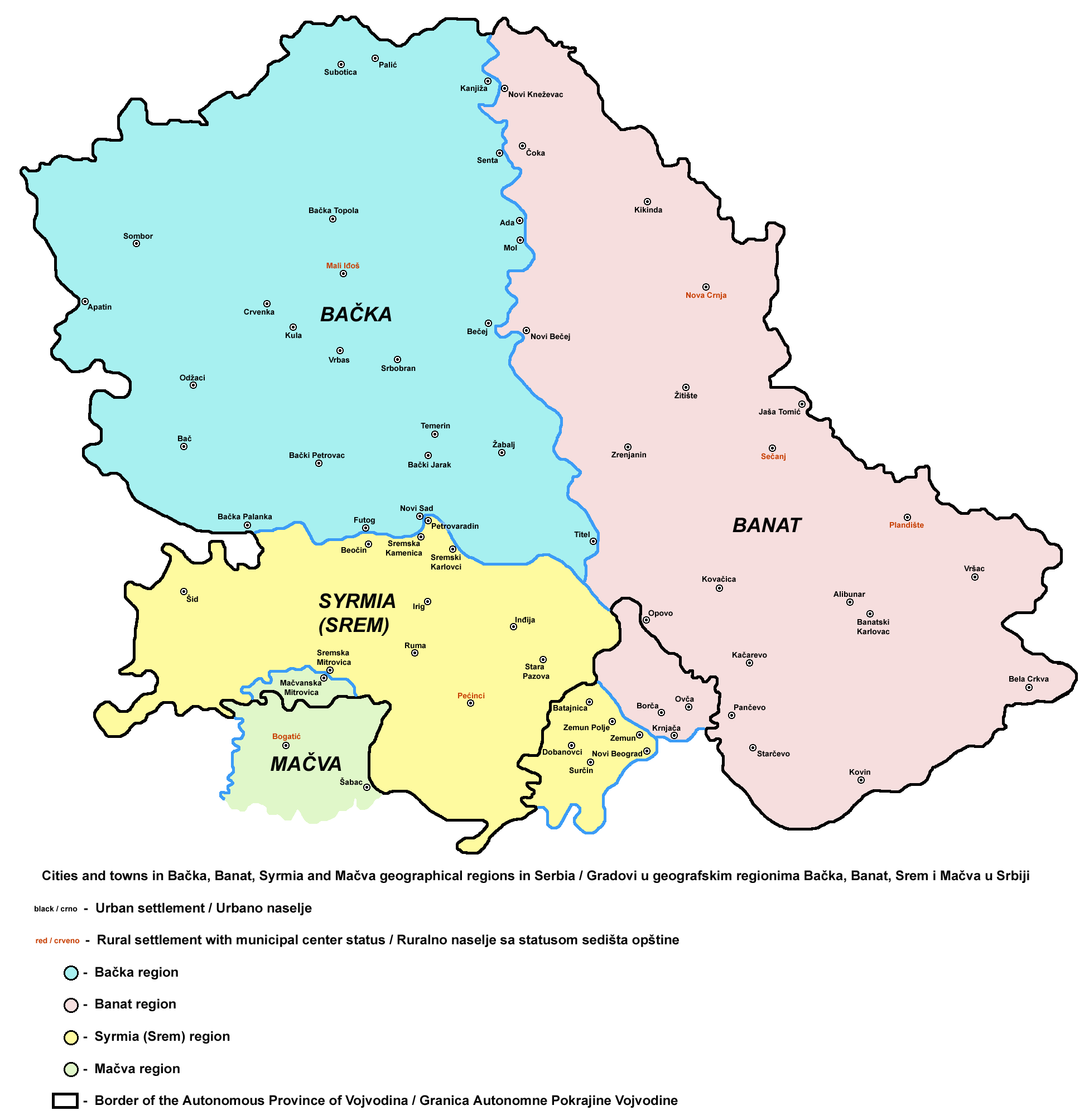 banat srbija mapa File:Vojvodina gradovi.png   Wikimedia Commons banat srbija mapa