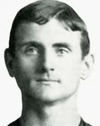 After marking on the wing John Daly with a run tried for a 55-metre kick which just missed scoring Norwood's second behind for the match. John Daly 1880's.jpg