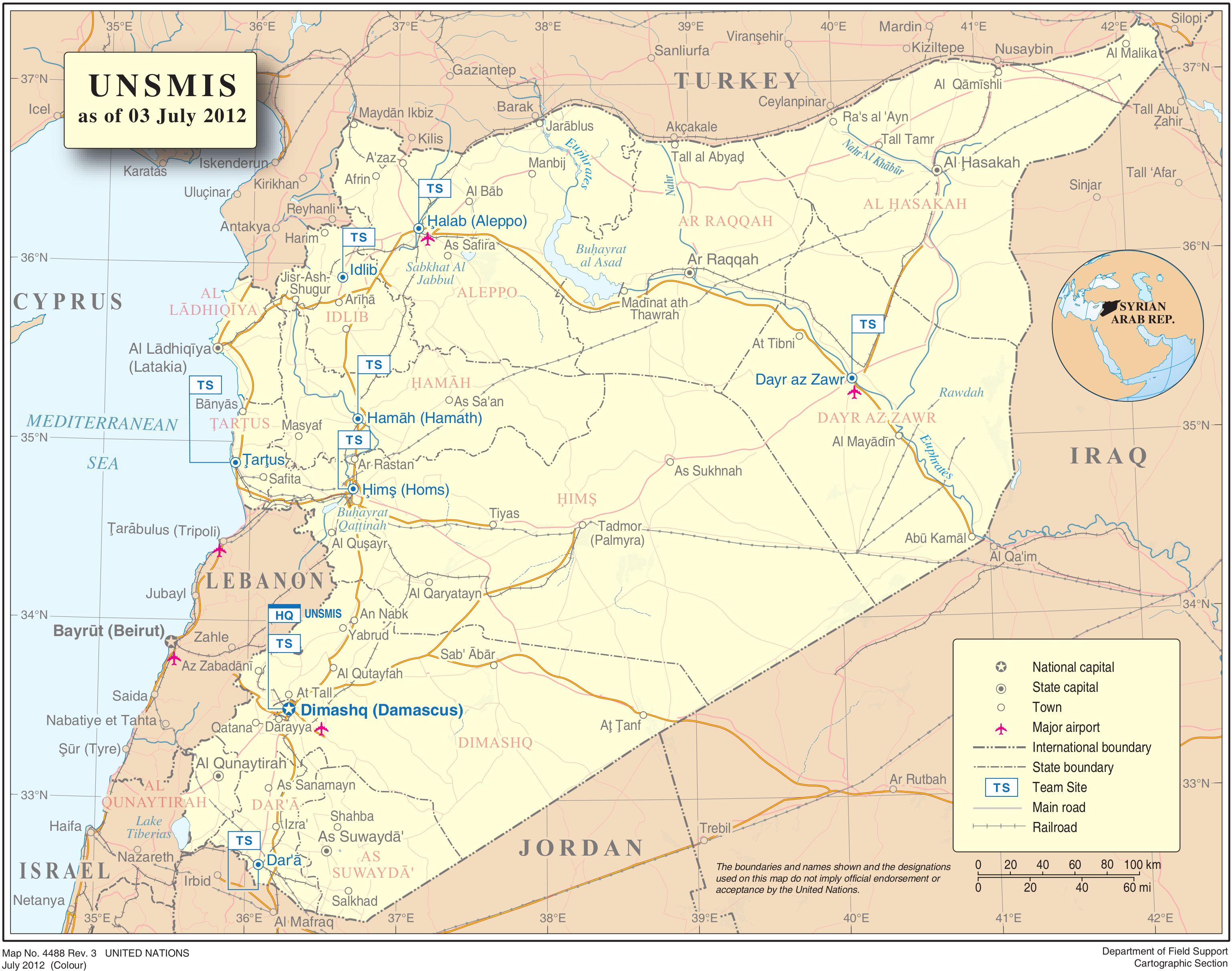 carte de la syrie