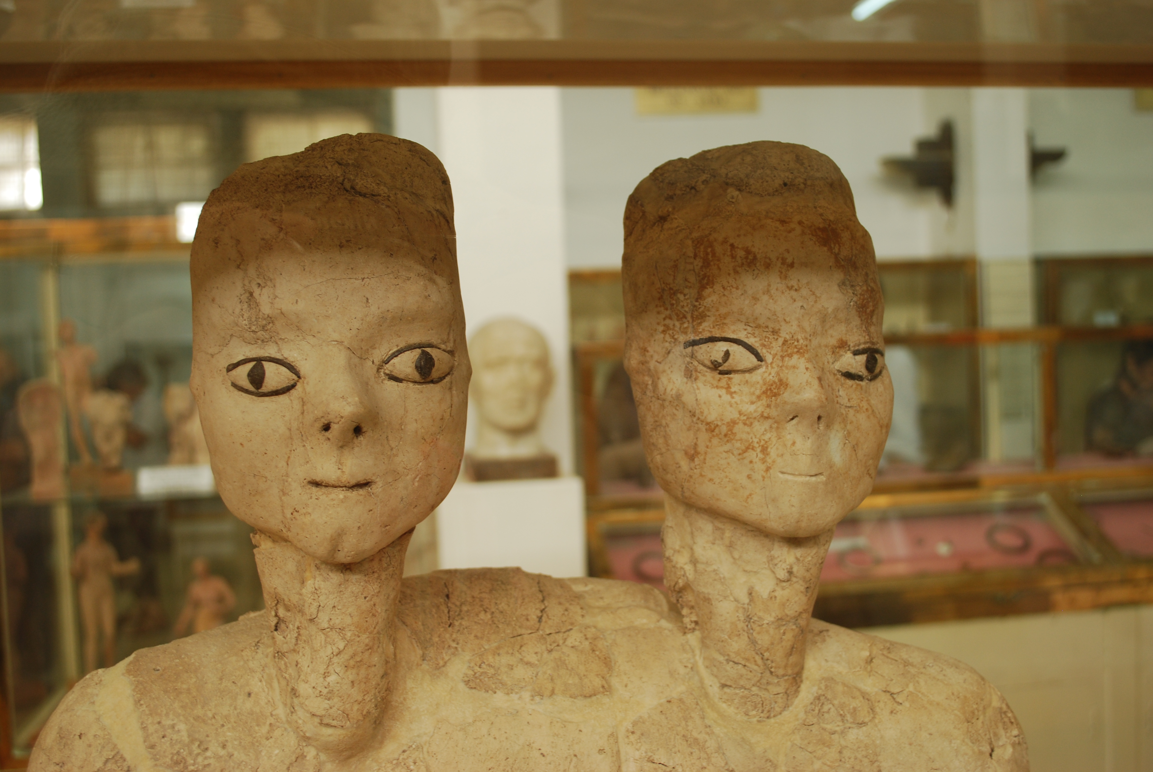 The 'Ain Ghazal Statues on display at The Jordan Museum.