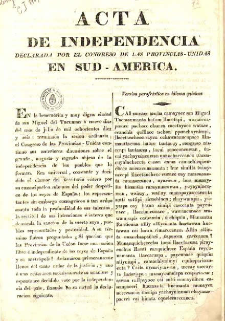 Acta Independencia argentina quechua.jpg