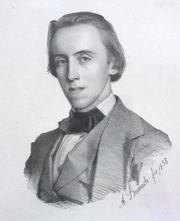 Hermann Deiters, drawing by his uncle, {{nowrap|[[August Bausch]]}}, 1858