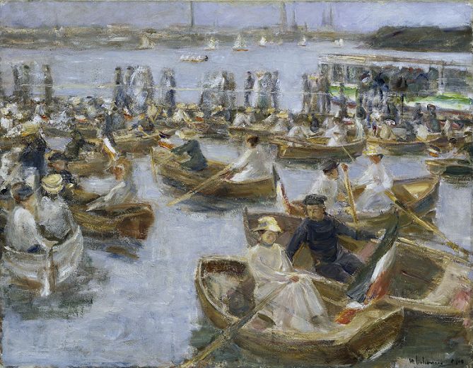An der Alster in Hamburg Impressionismus 1910 Hafen Max Liebermann Kunst A1 104 