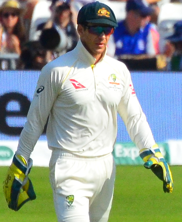 File:Poised for the start of Day 4 of the 3rd Test of the 2019 Ashes Ben  Stokes; Tim Paine; umpire Joel Wilson; Usman Khawaja and Matthew Wade  (48630622833) (cropped).jpg - Wikimedia Commons