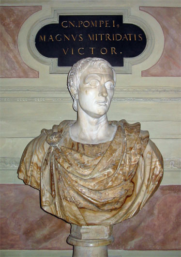 Een buste van Pompeius in het Paleis van München.
