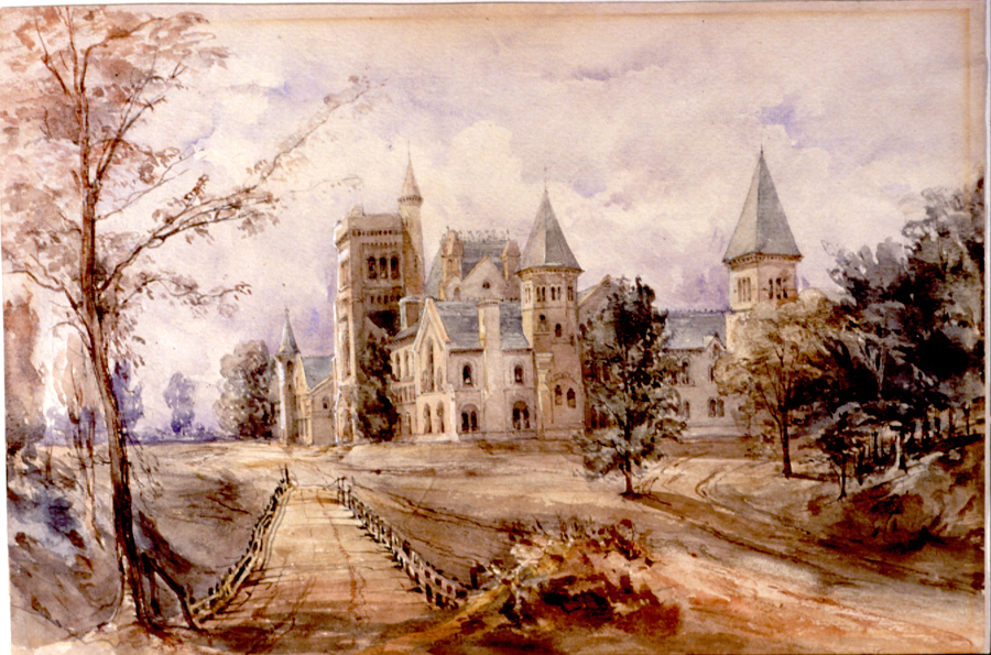 Le bâtiment gothique de l'University College en 1859.