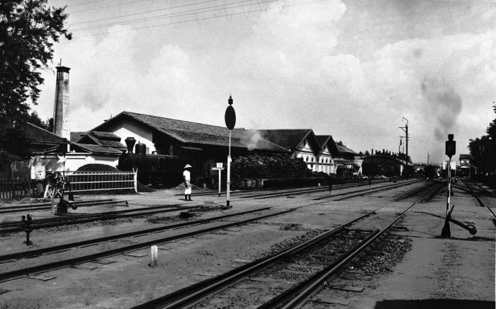 File:COLLECTIE TROPENMUSEUM Station met spoorwegovergang aan de Deli-spoorlijn oostkust Sumatra TMnr 60004453.jpg