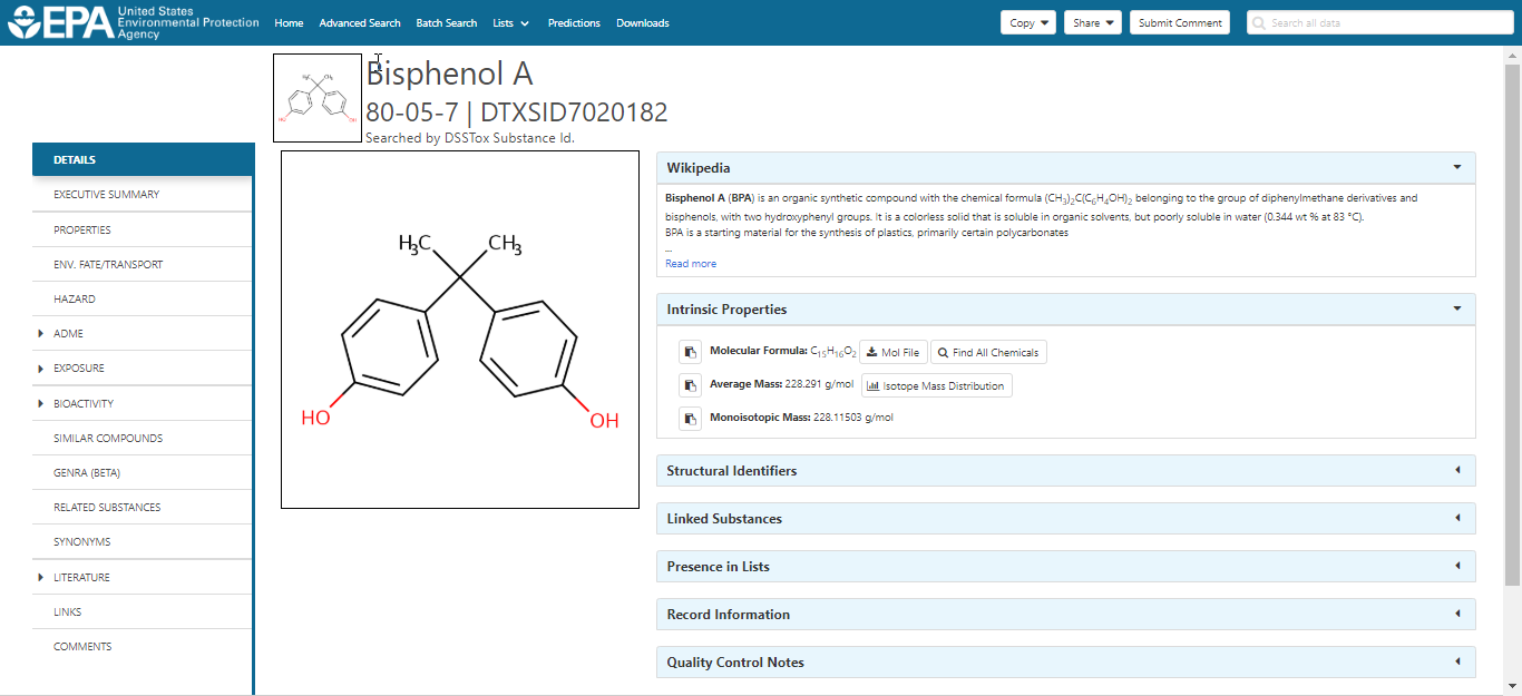 Wikipedia on the CompTox Chemicals Dashboard: Connecting Resources