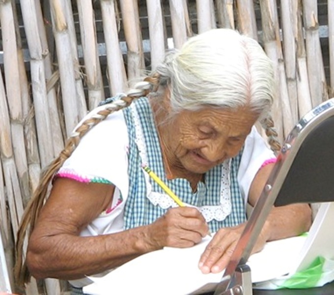 File:Elderly woman writing in Oaxaca.jpg